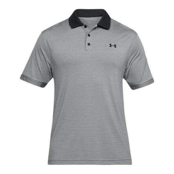 Under Armour Heatgear Golf Polo Shirt Men's Size XXL 2XL Gray White Stripe NWT - Picture 6 of 8